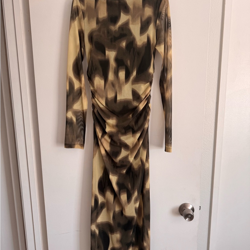 Green Camouflage Long Sleeve Dress